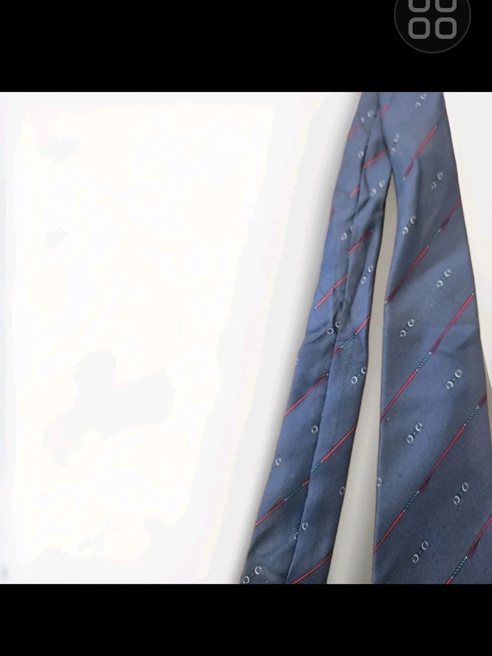 Gucci Navy Silk Tie with Red and Green Equestrian Stitch Motif
